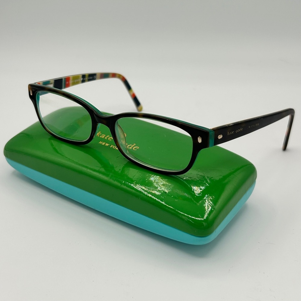 Kate Spade Lucyann 0X77 Tortoise Multi Stripe Rectangular Eyeglasses Frames Case